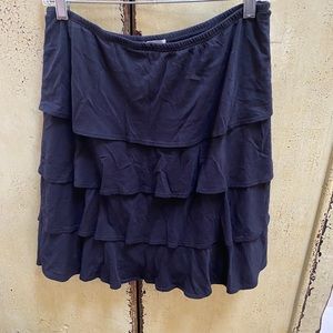 Garnet Hill Black Cotton Ruffle Knit Skirt